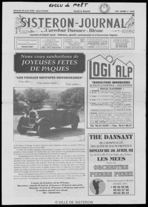Le Sisteron Journal du 18/04/1992