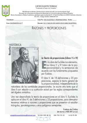 RAZONES Y PROPORCIONES 7 Tercer Corte