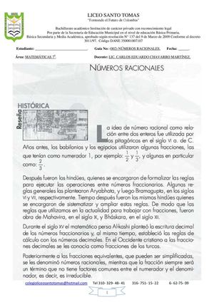 NÚMEROS RACIONALES 7 Segundo Corte