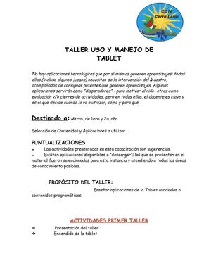 Planificaciòn Talleres Tablet