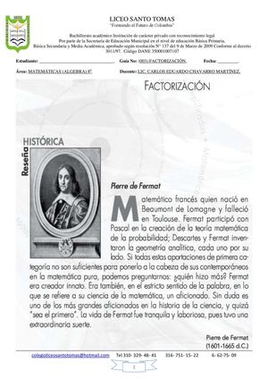 CASOS DE FACTORIZACIÓN 8 Tercer Corte