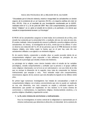 Psicologia De La Religion En El Salvador