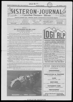 Le Sisteron Journal du 12/09/1992