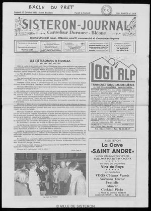 Le Sisteron Journal du 17/10/1992