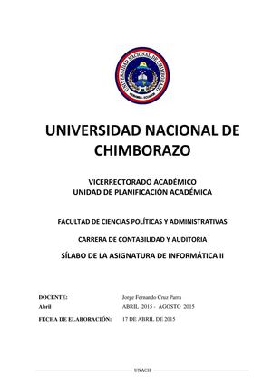 Silabo De Informatica Ii Abril Agosto 2015