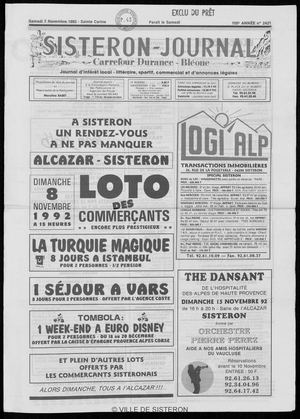 Le Sisteron Journal du 07/11/1992