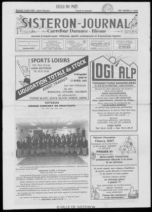 Le Sisteron Journal du 03/04/1993