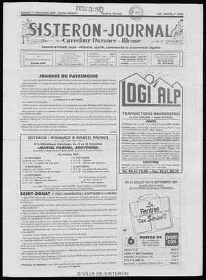 Le Sisteron Journal du 11/09/1993