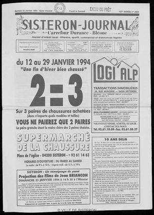 Le Sisteron Journal du 22/01/1994