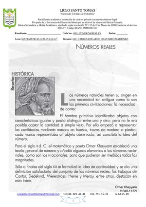 NÚMEROS REALES 11 Primer Corte
