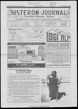 Le Sisteron Journal du 19/03/1994
