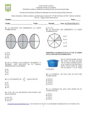 NÚMEROS RACIONALES 7 Segundo Periodo 2015