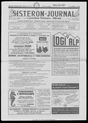Le Sisteron Journal du 01/10/1994