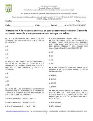 NÚMEROS REALES 11 Primer Corte 2015