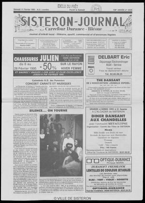 Le Sisteron Journal du 11/02/1995
