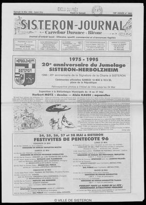 Le Sisteron Journal du 18/05/1996