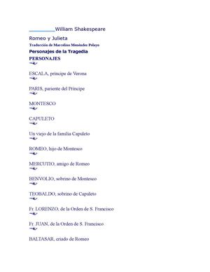 William Shakespeare Romeo Y Julieta