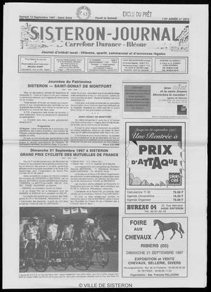 Le Sisteron Journal du 13/09/1997