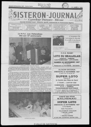 Le Sisteron Journal du 22/11/1997