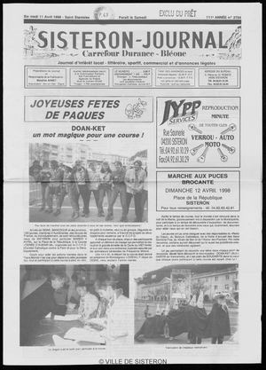 Le Sisteron Journal du 11/04/1998