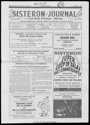 Le Sisteron Journal du 08/08/1998