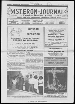Le Sisteron Journal du 12/09/1998
