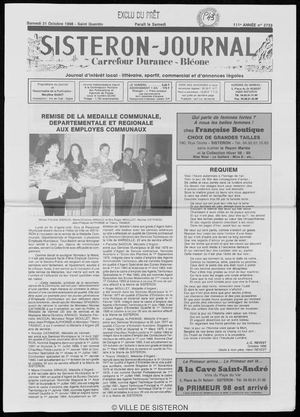 Le Sisteron Journal du 31/10/1998