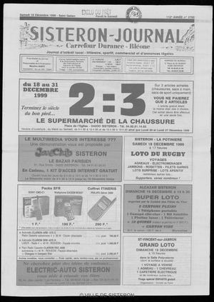 Le Sisteron Journal du 18/12/1999