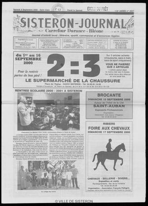 Le Sisteron Journal du 09/09/2000