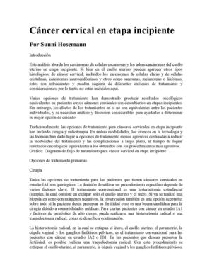 Cáncer Cervical En Etapa Incipiente
