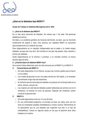 Diabetes tipo mody que es