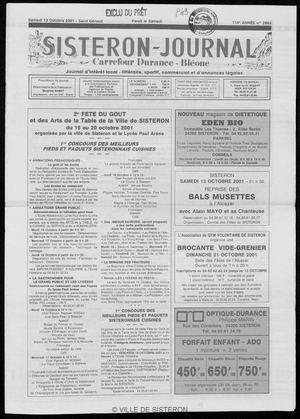 Le Sisteron Journal du 13/10/2001