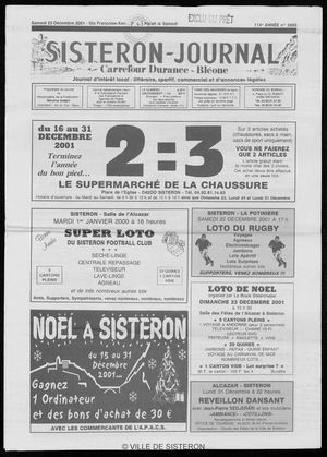 Le Sisteron Journal du 22/12/2001