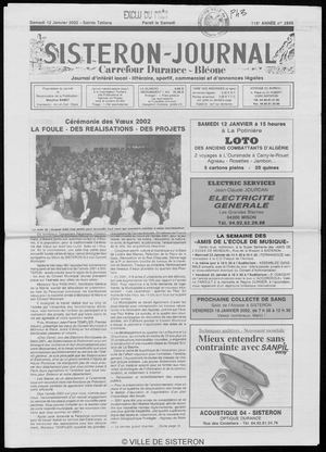 Le Sisteron Journal du 12/01/2002