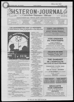 Le Sisteron Journal du 29/03/2003