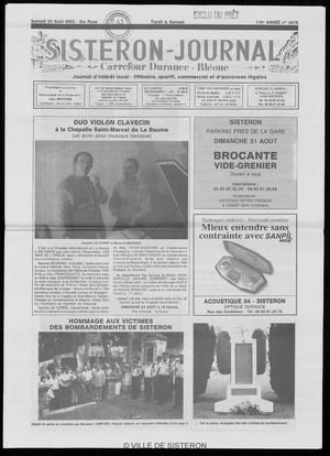 Le Sisteron Journal du 23/08/2003