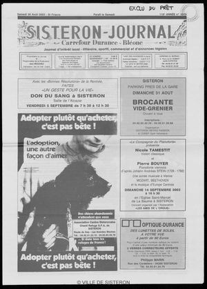 Le Sisteron Journal du 30/08/2003