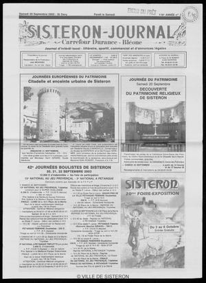Le Sisteron Journal du 20/09/2003