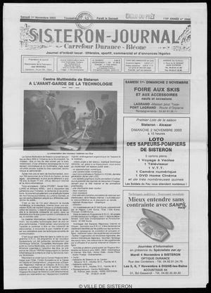 Le Sisteron Journal du 01/11/2003