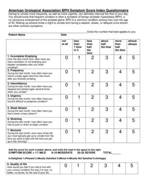 BPH Symptom Score Index Questionnaire