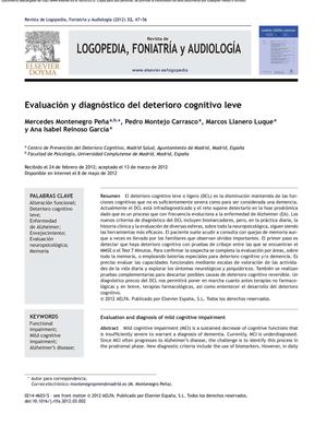 Evaluación y diagnóstico del deterioro cognitivo