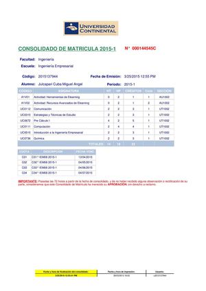 Consolidado Matricula I