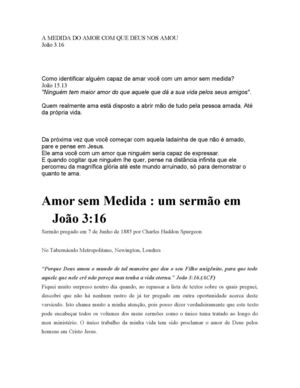 A Medida Do Amor Com Que Deus Nos Amou