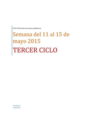 Lecturas De La Semana Del 11 Al 15 De Mayo Tercer Ciclo