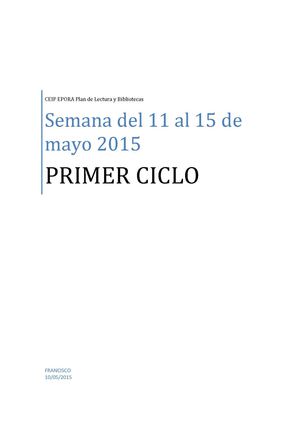 Semana Del 11 Al 15 De Mayo 2015 Primer Ciclo