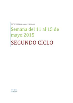 Semana Del 11 Al 15 De Mayo 2015 Segundo Ciclo