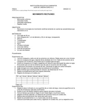 Guia De Laboratorio Decimo Movimiento Rectilineo