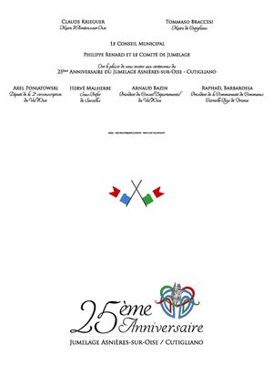 25ème Anniversaire du Jumelage - Invitation