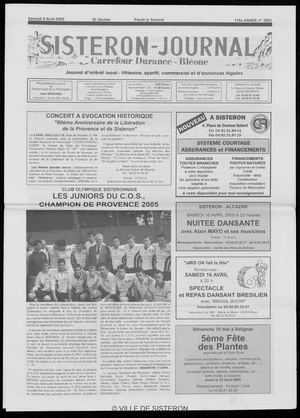 Le Sisteron Journal du 09/04/2005