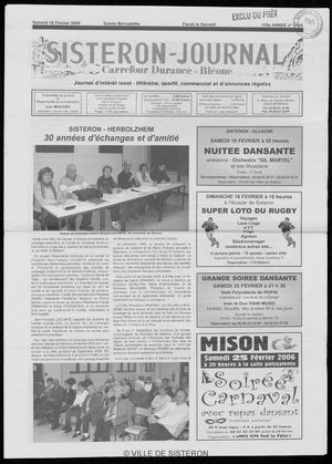 Le Sisteron Journal du 18/02/2006